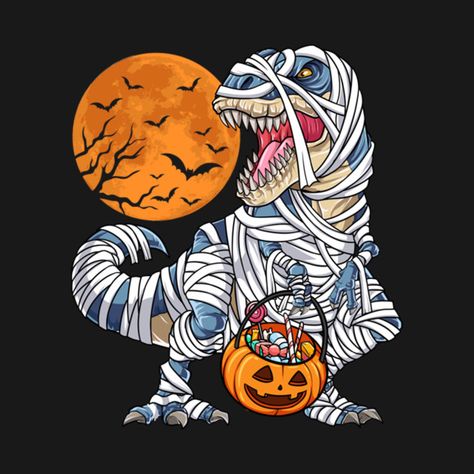 Pumpkin Dinosaur, Mummy Pumpkin, Dinosaur Halloween, Mummy Halloween, Halloween Shirts For Boys, T Rex Humor, Dinosaur Wallpaper, Shirts For Boys, Christmas T Shirt Design