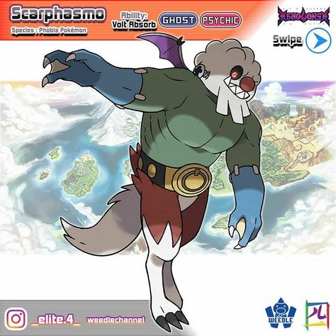 Élite4 on Instagram: “ARE YOU AFRAID OF MONSTERS? Halloween is coming! Introducing Scarphasmo, the Phobia Pokémon, evolved form of Scaracluo. Scarphasmo…” Pokemon Conquest, Real Pokemon, Gen 1 Pokemon, Pokemon Project, Pokemon People, Ghost Type, Tom Y Jerry, Halloween Is Coming, Anime Demon Boy