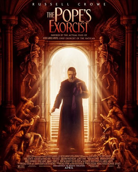 Uncover the terrifying truth. Inspired by the actual files of the Chief Exorcist of the Vatican – Russell Crowe is the answer to your prayers in #ThePopesExorcist, exclusively in movie theaters this April. Ben Daniels, Exorcist Movie, Tam Film, Liev Schreiber, Julia Stiles, Andy Garcia, Nicholas Hoult, Russell Crowe, Emily Rose