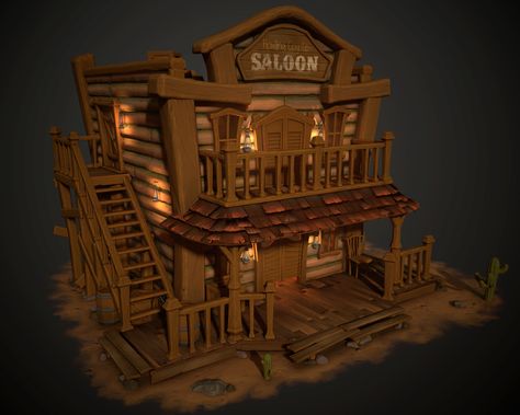 ArtStation - Wild West Saloon, Antti Arvola Minecraft Wild West House, Western Cartoon, Wild West Saloon, Ark Survival Evolved Bases, Old West Saloon, Western Games, Western Saloon, Planet Coaster, Old Western