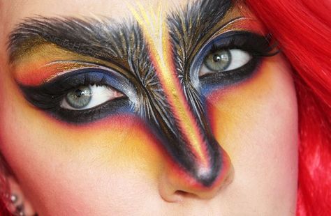 psychosandra Phoenix Makeup, Masquerade Makeup, Bird Makeup, Fantasy Make-up, Fox Makeup, Ideas Maquillaje, Animal Makeup, Makeup Tutorial Foundation, Bold Makeup Looks