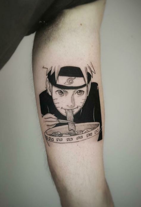 Naruto Uzumaki eating ramen tattoo Ramen Tattoo, Naruto Tattoos, Manga Tattoo, Naruto Tattoo, Tattoo Designs And Meanings, Baby Tattoos, Dream Tattoos, Anime Tattoos, Creative Tattoos