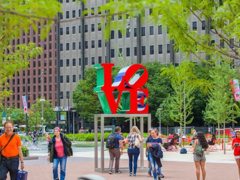 Love Park Philadelphia, Public Plaza, Love Sculpture, Visit Philadelphia, Love Statue, Iconic Artwork, Happy Earth Day, Love Park, Center City