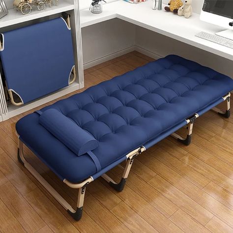 Folding single office nap lunch break folding deck chair tri-fold bed outdoor household escort simple camping bed _ - AliExpress Mobile Double Bed Designs, Sleeping Cots, Simple Lunch, Portable Bed, Minimalist Bed, Wooden Bed Design, Folding Bed, Bed Design Modern, Camp Furniture