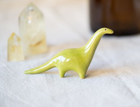 Handmade Ceramic Green Dinosaur Figurine Beginner Clay Projects, Ceramic Dinosaur, Dinosaur Figurine, Beginners Ceramics, Pottery Figurine, Green Dinosaur, Clay Diy Projects, Small Figurines, Ceramics Ideas