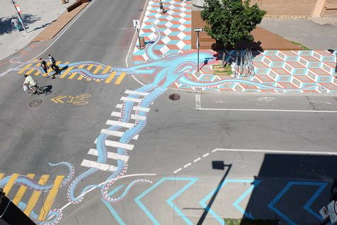 Artist ‘Roadsworth’ Uses Public Streets as a Canvas for Art and Activism | Colossal Crosswalk Art, Colossal Art, Kaohsiung, Paint Stripes, Street Design, Art Icon, Land Art, Street Artists, Public Art