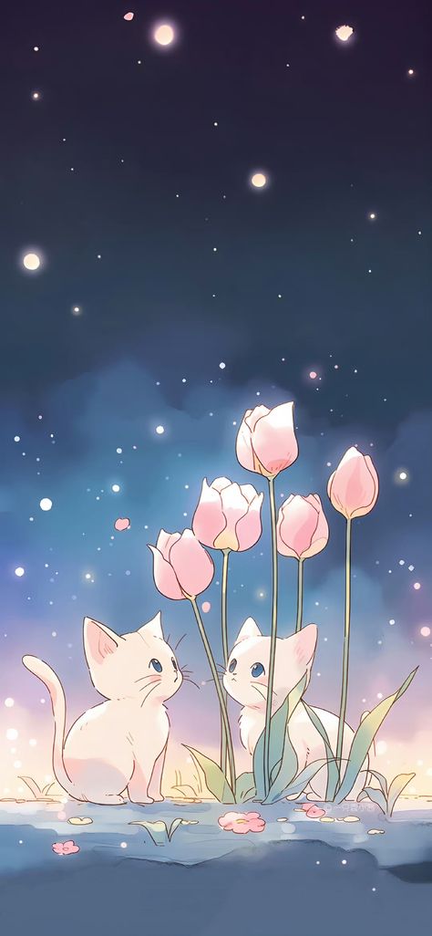 Cat Phone Wallpaper, Iphone Wallpaper Kawaii, Cool Wallpapers Art, Cute Little Drawings, Pretty Wallpapers Backgrounds, Kawaii Wallpaper, Fashion Mistakes, Cat Wallpaper, Anime Scenery Wallpaper