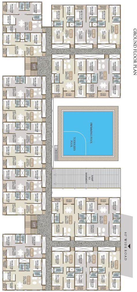 radiant floor plan http://www.bangalore5.com 4 Bed Apartment Floor Plan, Condominium Floor Plan Layout, Condo Plans Layout, Unconventional Architecture, Apartments Layout, Condominium Floor Plan, Group Housing, Residential Building Plan, Resort Design Plan