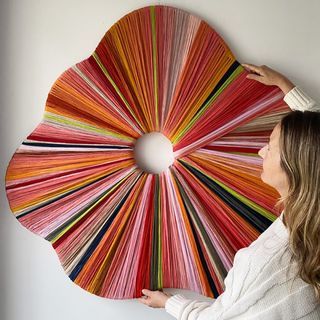 Tammy Kanat (@tammykanat) • Instagram photos and videos Tammy Kanat, Circular Weaving, The Language Of Flowers, Yarn Painting, Fiber Wall Art, Yarn Wall Art, Folded Book Art, Diy Artwork, Thread Painting