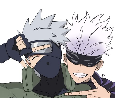 Just a couple of masked, light-haired, badass teachers that just want the best for their students! Probably my absolute most favorite thing I’ve ever drawn, and possibly my best work to date! Kakashi And Gojo, Kakashi No Mask, Kakashi Drawing, Naruto Drawing, Naruto Images, Naruto Drawings, Kakashi Sensei, Naruto Kakashi, Dessin Adorable