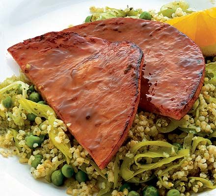 Carrot And Potato Mash, Gammon Steak, Prawn Fried Rice, Lime Tart, Bulgur Wheat, Mint Sauce, High Protein Low Carb Recipes, Low Calorie Meals, Healthy Easy Recipes