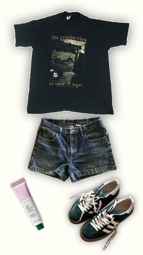 jorts outfit, the cranberries t shirt, trendy summer outfit Jorts Outfit, The Cranberries, Aesthetic Fits, Balm Dotcom, Trendy Summer Outfits, Rich Girl, Back To School Outfits, Stage Outfits, School Outfit