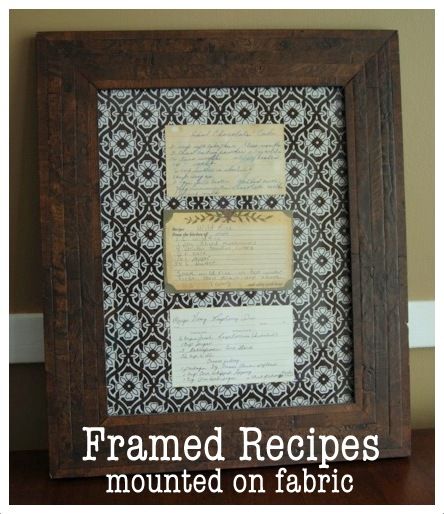 Framed Recipes, Shadow Box Ideas, Food Displays, Kitchen Fabric, Green Door, Up House, Recipe For Mom, Box Ideas, Cute Crafts