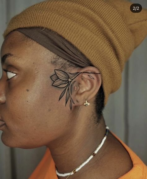 Back Of Both Elbows Tattoo, Color Tattoo Brown Skin, Face Tattoos For Black Women, Face Tattoo Black Women, Floral Face Tattoo, Afrocentric Tattoos For Women, Knew Tattoos, Black Woman Tattoo, Tattoo On Black Skin