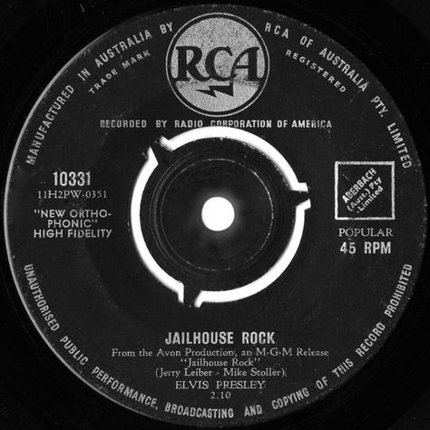 Jailhouse Rock, Elvis Presley, RCA 1957 Gramophone Record, Jailhouse Rock, 45 Records, Chuck Berry, Rca Records, Music Memories, Rhythm And Blues, Oldies But Goodies, All Music