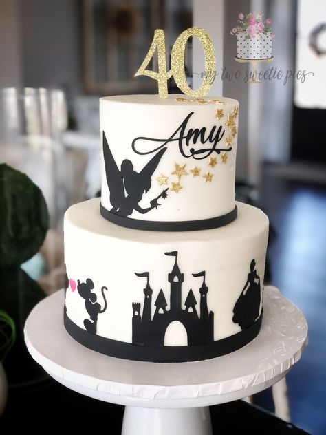 Disney Themed 40th Birthday, Disney Cake For Adults, Disney Cake Ideas For Adults, Disney 18th Birthday Cake, Disney 40th Birthday Cake, Disney 60th Birthday, Disney Birthday Theme Ideas, Disney 18th Birthday Party, Disney 40th Birthday