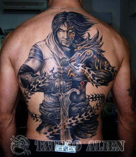 Prince of Persia Alien Tattoos, Tattoo On Back, Chain Tattoo, Tatoo Inspiration, Graffiti Tattoo, Wicked Tattoos, Dark Warrior, Alien Tattoo, Prince Of Persia