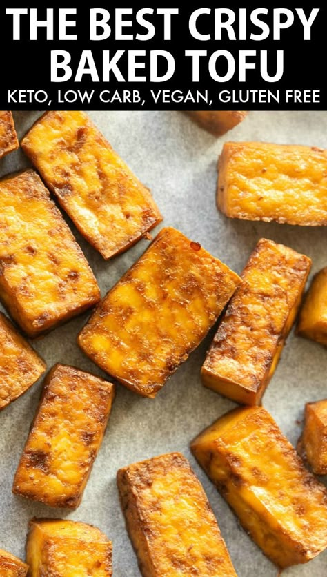 Crispy Baked Tofu, Fit And Fabulous, Low Carb Low Fat Recipes, Marinated Tofu, Tofu Dishes, Low Carb Vegan, Low Carb Baking, Baked Tofu, Low Carb Vegetarian