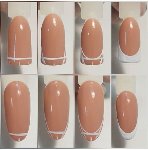 French Tip Nails For Beginners, Beginner French Tips Nails, Beginning Nail Art, Nail Drawing Tutorial, How To Draw French Tip Nails, French Tip How To, Gel X Nail Ideas Simple, Nail Background Ideas, Simple Nails For Beginners