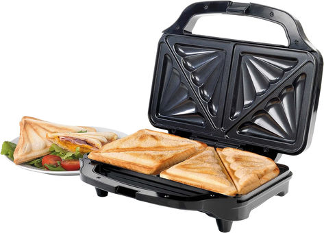 Prepare fantastically full toasties up to 60% bigger with all your favourite ingredients using this Salter deep fill sandwich toaster. The cool touch handle enables you to safely check the sandwiches during cooking, and the non-slip feet provide safety during cooking. The plates are wonderfully non-stick to release the toasted sandwiches without tearing, and to make cleaning easy with no scrubbing. Measuring 29.3 x 10.5 x 24.5 cm, it is easy to use with power on and ready indicator lights Making Waffles, Toasted Sandwiches, Pressed Sandwich, Grill Press, How To Make Waffles, Panini Sandwiches, Sandwich Toaster, Hot Sandwich, Clean Plates