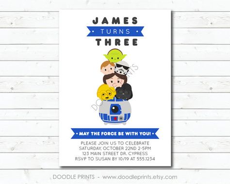 Tsum Tsum Star Wars Birthday Party Invitation by doodleprints Tsum Tsum Star Wars, Invitation Disney, Star Wars Invitations, Star Wars Birthday Party, Star Wars Design, Invitation Party, Disney Tsum Tsum, Star Wars Birthday, Star Wars Party