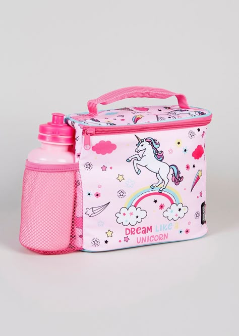 She’ll love trotting around at lunchtime with this magical lunch bag and water bottle combo. Fashioned with a sweet unicorn, rainbow and star design,... Unicorn Lunch, Kids Unicorn Party, Unicorn Pencil Case, Kids Play Toys, Unicorn Fashion, Kids Dining, Online Clothes Shopping, Frozen Theme Party, Crochet Wall Hangings