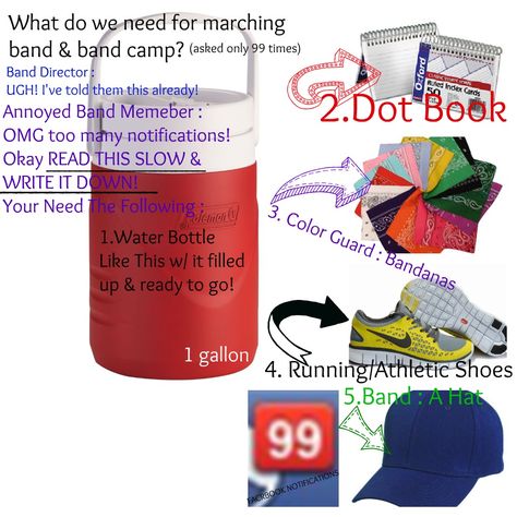 Marching Band stuff Marching Band Must Haves, Band Camp Essentials, Marching Band Tips, Marching Band Hairstyles, Marching Band Jokes, Band Aesthetic, Marching Bands, Band Ideas, Camping Packing List