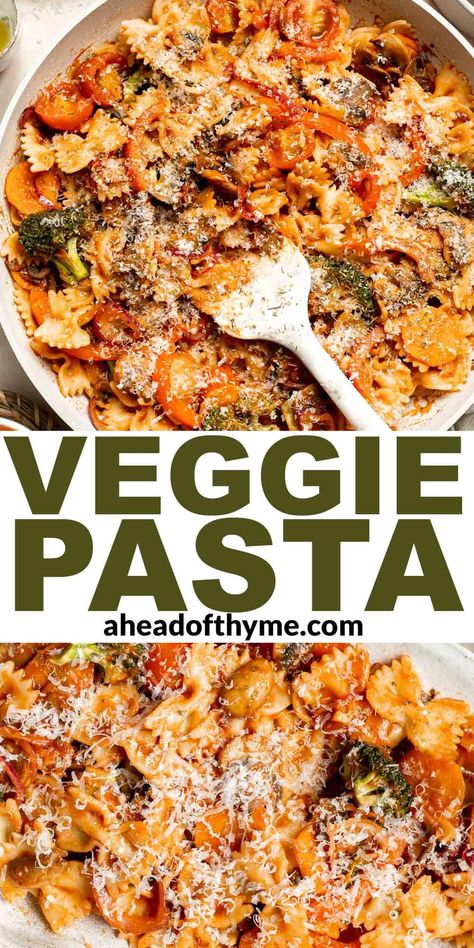 Veggie Pasta Roasted Veggies And Pasta, Veggies With Spaghetti, Easy Pasta With Veggies, Pasta Sauce With Veggies, Veggie Marinara Sauce, Pasta Recipes With Veggies, Pasta Dishes No Meat, Pasta With Veggies Recipes, Pasta And Veggies