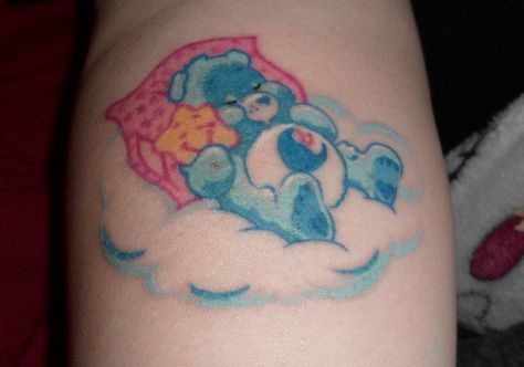 My bedtime bear tattoo :D got it feb. 2012 Bear Face Paint, Country Girl Tattoos, Care Bear Tattoos, Bright Tattoos, Cool Tattoo, Kawaii Tattoo, Cute Little Tattoos, Bear Tattoo, Cool Small Tattoos