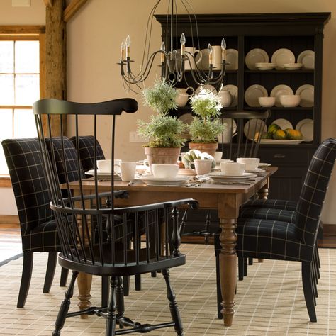 Burton Armchair - Ethan Allen US. Love the end chair. Ladderback Chairs, Farmhouse Styling, Ethan Allen Furniture, Windsor Chairs, Dining Room Hutch, Country Dining Rooms, Black Chalkboard, Mill Creek, Keeping Room