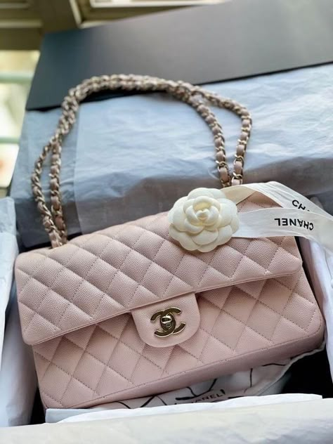 Chanel Classic Medium Flap, Tas Coach, Y2k Princess, Chanel Classic Medium, Luxury Bags Collection, Mode Chanel, Malibu Barbie, Girly Bags, Pink Chanel