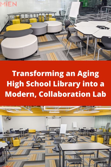 High School Classroom Furniture, High School Library Furniture, Secondary School Library Design, Modern High School Library Design, High School Media Center Design, High School Library Aesthetic, University Library Design, High School Library Design, Library High School