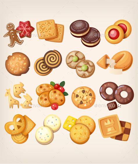 Cookies Illustration, Anime Clipart, Cookie Vector, Work Food, Dessert Illustration, Food Stock, Ui Game, Punch Recipe, Cute Food Art