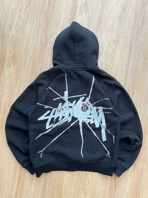 RRP 440$ VERY RARE Stussy Shattered 8 Ball Zip Up Hoodie Y2k Graphic Hoodie, Stussy Hoodie 8ball, Stussy Zip Up, Hoodies Stussy, Stussy Clothes, Clothes Staples, Hoodie Stussy, Patchwork Hoodies, Stussy Clothing