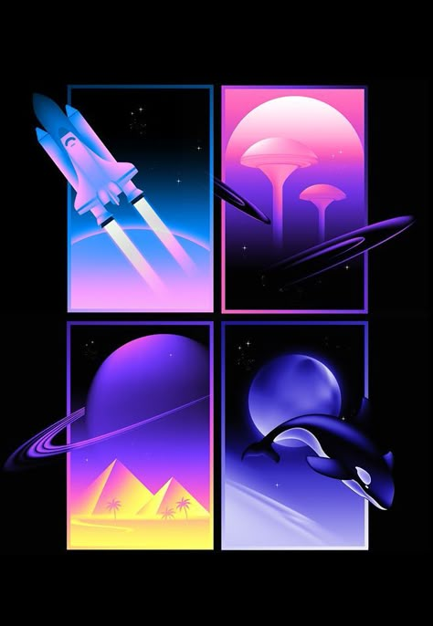 Neon Graphic Design, Vaporwave Poster, Neon Illustration, Neon Graphics, Synthwave Art, New Retro Wave, Space Poster, Retro Waves, Retro Futuristic