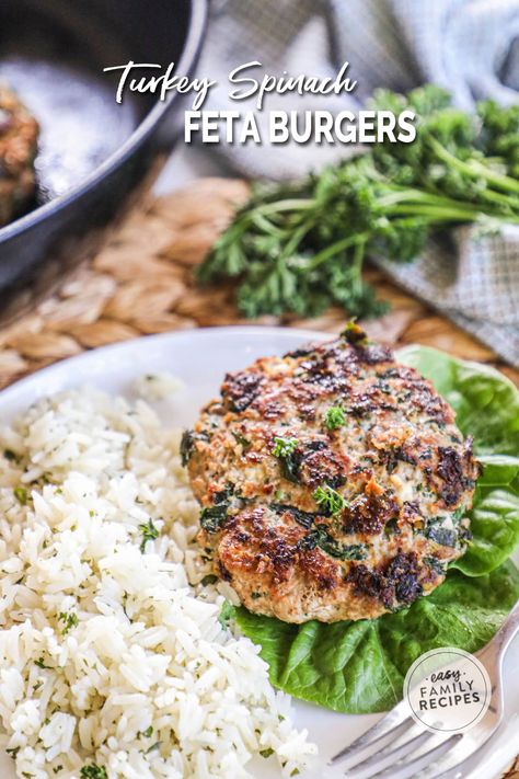 Turkey Burgers With Feta, Feta Burger, Turkey Feta Burgers, Healthy Turkey Burgers, Turkey Burger Recipes Healthy, Feta Burgers, Kale Feta, Greek Burger, Asian Steak Bites