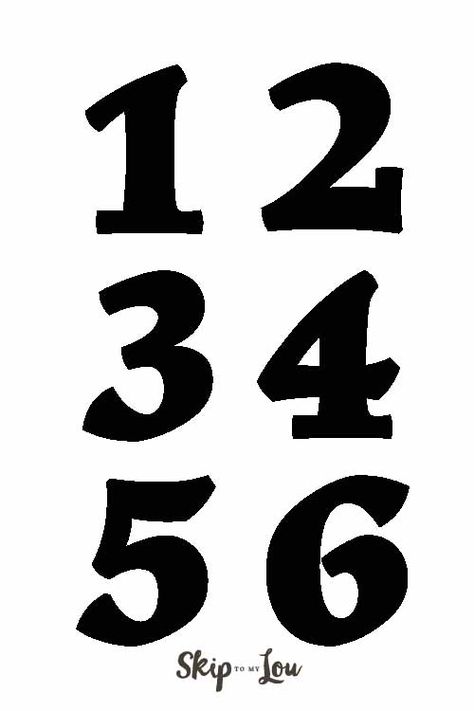 These number templates can be a guide for your DIY projects.  I used them when making the princess birthday hat and birthday crown. Number Templates Cut them out and trace around to make appliques on your project. Printable Numbers and Letters in two sizes. #print #numbers Large Printable Numbers, Project Printable, Number Template Printable, Bubble Numbers, Free Printable Numbers, Number Fonts, Scrapbooking Sketches, Skip To My Lou, Bullet Journal Font