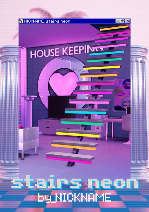 stairs neon | give me a nickname on Patreon Give Me A Nickname, Sims 4 Furniture, Los Sims 4 Mods, Cc Packs, Furniture Cc, Sims Packs, Sims 4 Anime, The Sims 4 Packs, Sims 4 Expansions