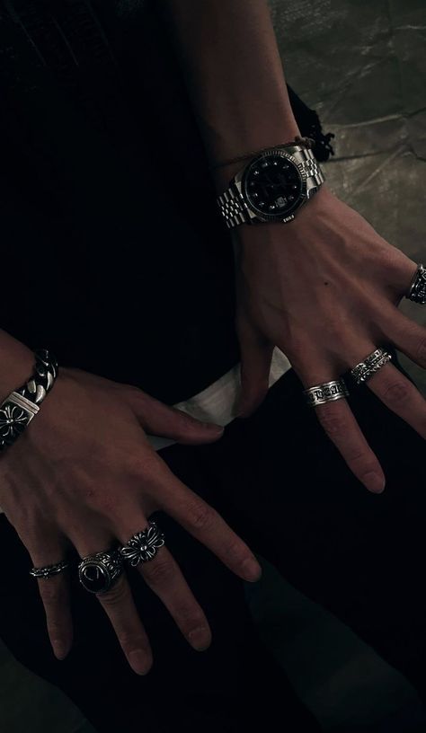 Character Claims, Monk Mode, Hands With Rings, Guy Jewelry, Wear Rings, Hands Aesthetic, Rings Mens, Star Boy, Hot Hands