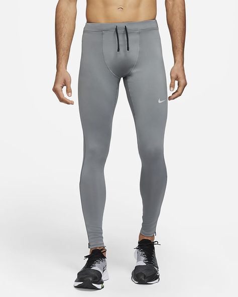 Nike Challenger Men's Dri-FIT Running Tights. Nike.com Moisture-wicking Fitted Tights For Running, Tight Full-length Tights For Running, Functional Micro-elastic Running Tights, Full Length Moisture-wicking Running Tights, Mens Running Tights, Winter Tights, Winter Running, Nike Leggings, Winter Fit