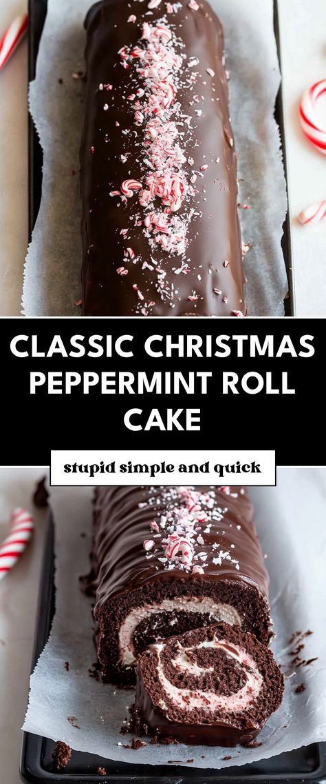 Image for Classic Christmas Peppermint Roll Cake Christmas Bread Rolls, Christmas Dessert Bread, Christmas Jelly Roll Cake, Marshmallow Yule Log, Christmas Rolls Dessert, Spice Cake Roll Recipe, Cocoa Rolls Recipe, Cake Roll Filling Recipes, Thanksgiving Roll Cake