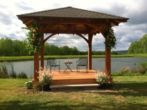 Gazebo Ideas, Camp House, Barn House Design, Rustic Modern Wedding, Backyard Buildings, Home Building Tips, Pond Landscaping, Cherry Trees, Dream Barn