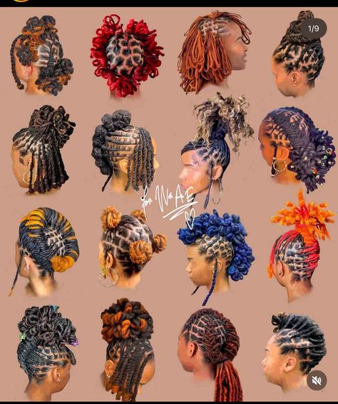 Dreads Styles For Women Black Long Hair, Dreads Styles For Women Dreadlocks, Thick Loc Styles, Dreads Black Women Hairstyles, Dredlocs Style Woman, Medium Locs Hairstyles, Locs Baddie, Creative Loc Styles, Loc Knots Styles