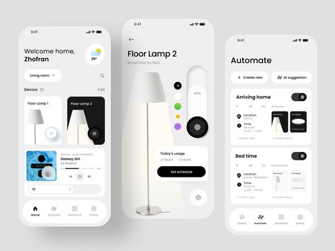 Smart Home App Design, Home Assistant Dashboard, Iphone Company, Smarthome App, Smart Home Ideas, House App, Smart Lamp, Mobile App Design Inspiration, Smart Home Control