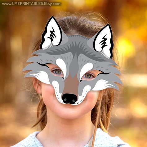 Animals Paper Craft, Husky Birthday, Woodland Halloween, Diy Party Photo Booth, Fox Diy, Mask Printable, Party Photo Booth Props, Paper Fox, Wolf Children