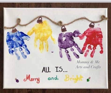 Preschool Christmas Craft, One Little Project, Handprint Christmas, Baby Art Projects, Preschool Christmas Crafts, Christmas Crafts For Kids To Make, Christmas Gifts For Parents, Handprint Craft, Xmas Lights