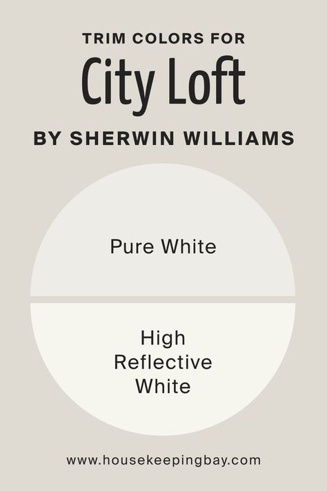 Best Trim Colors for City Loft SW-7631 by Sherwin-Williams Best Trim Color With City Loft, City Loft Paint Color, Sw High Reflective White, Sw City Loft, City Loft Sw, Best Trim Colors, City Loft Sherwin Williams, High Reflective White, Best Paint For Trim