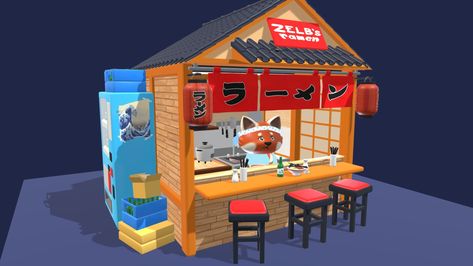 Vendor Cart, Ramen House, Texture Paint, Blender 3d, Twitch Tv, 3d Art, Ramen, Follow Me, Character Design