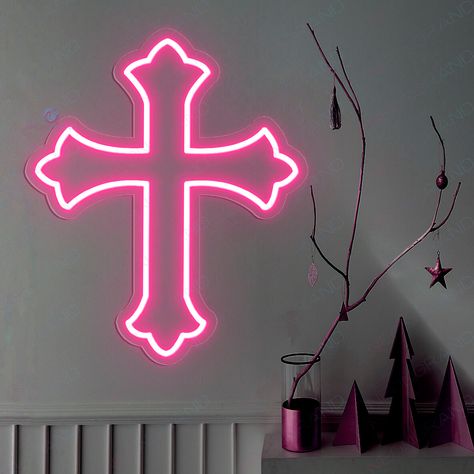 Cross Neon Sign Led Jesus Light Up Jesus Sign pink Neon Cross, Neon Bedroom, Custom Neon Lights, Church Pictures, The Love Of God, Christian Quotes God, Flower Painting Canvas, Jesus Faith, Love Of God