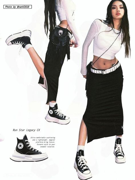 Converse Skirt Outfit, Streetwear Fashion Japan, Japan Summer, Brand Aesthetic, Street Outfits, Office Siren, 2000s Fashion Outfits, Summer Lookbook, Streetwear Clothing